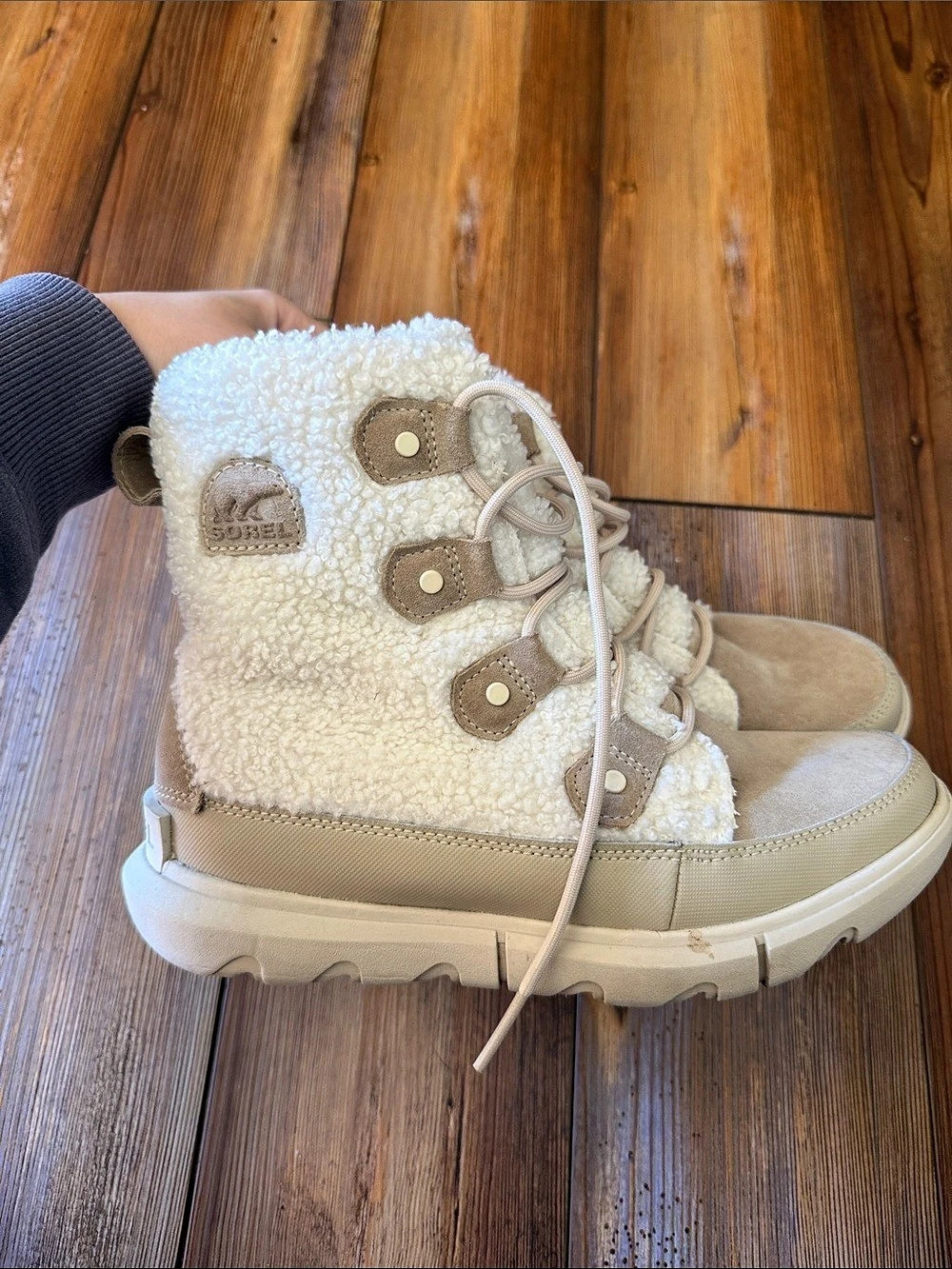 Sorel Out N About Puffy Lace Women's Winter Boots US 8 Beige
